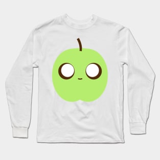 Scary Green Sour Apple Kawaii Art Emoticon Long Sleeve T-Shirt